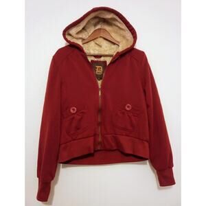 Dollhouse Outerwear Hoodies Y2K Women Size L Burgundy Zip Up with Pockets